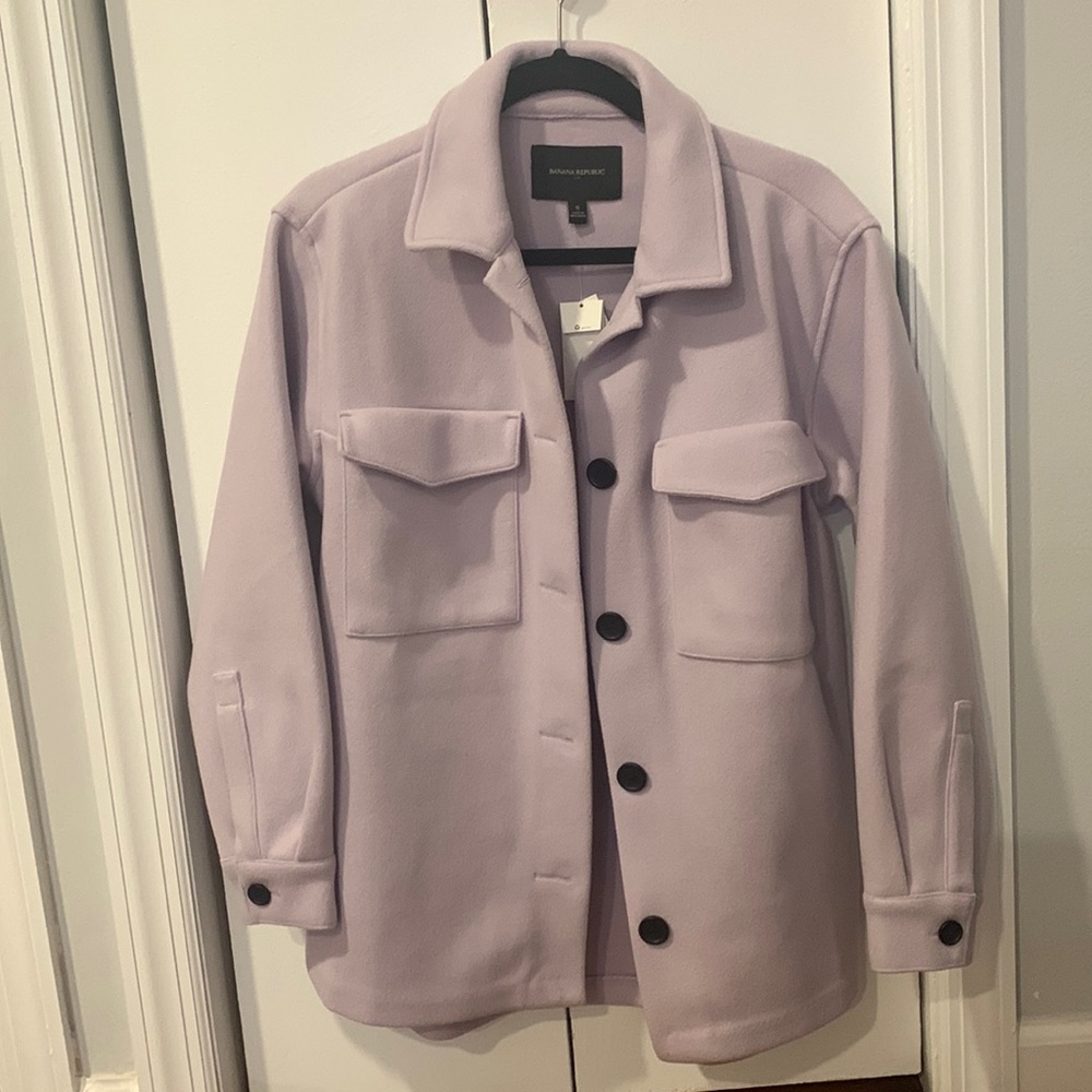Banana Republic Liliac Light Purple Thick Fleece Shacket Jacket NWT Small
